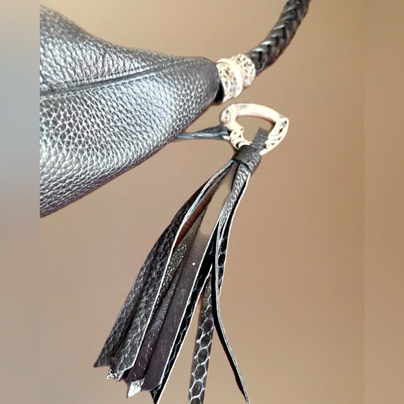 Brighton Barbados Ziptop Leather Handbag - Black purple interior - Picture 6 of 7